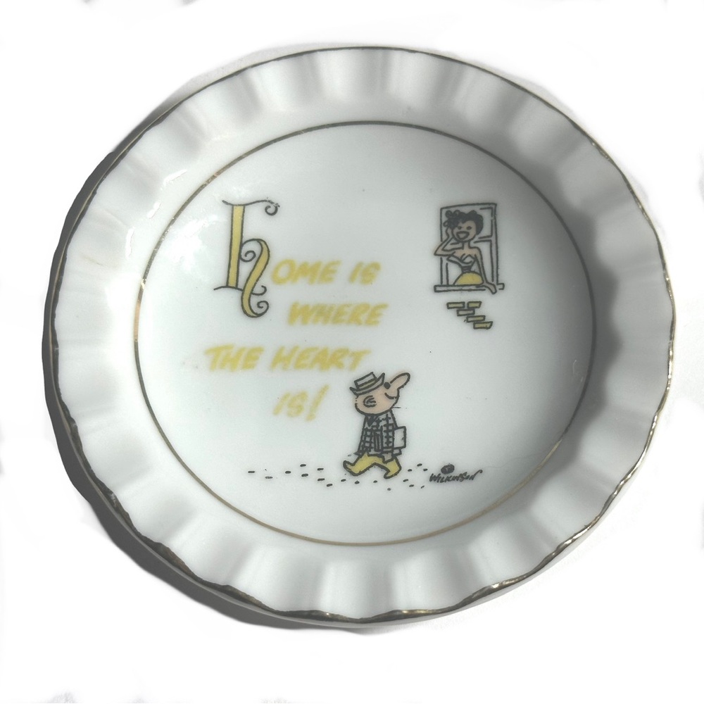 Vintage Wilkinson Cartoon Plate Trinket Holder Home is Where the Heart Is